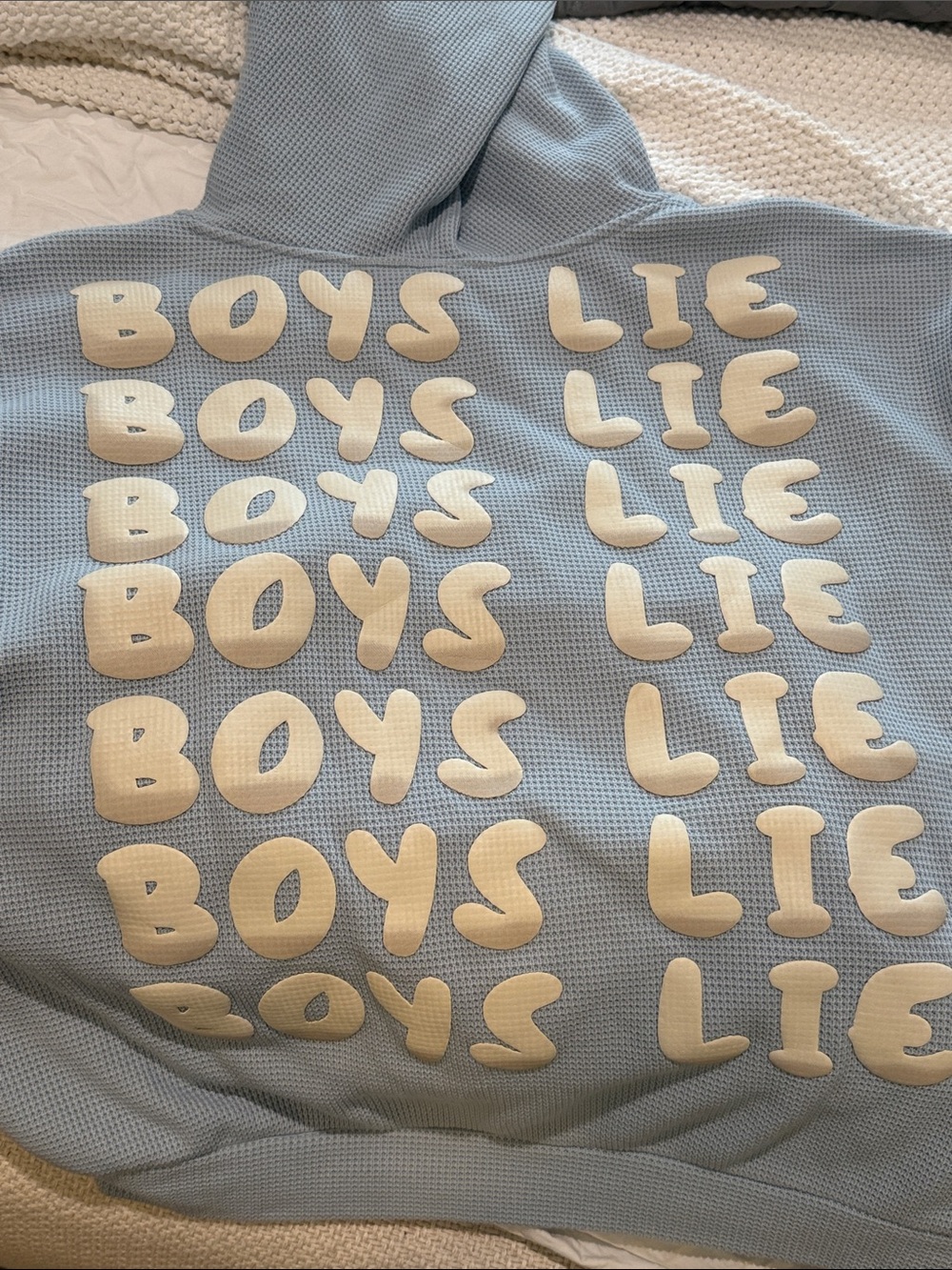 BOYS LIE oversized waffle hoodie in baby blue